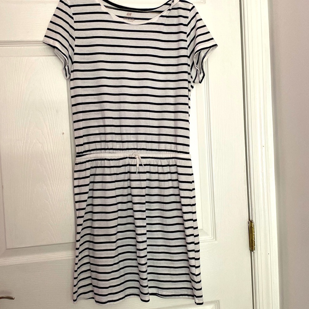 Black and white striped dress